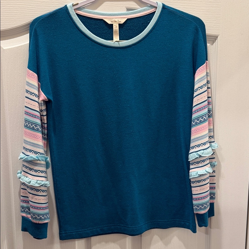Matilda Jane Teal and Pastel Patterned Kids Top